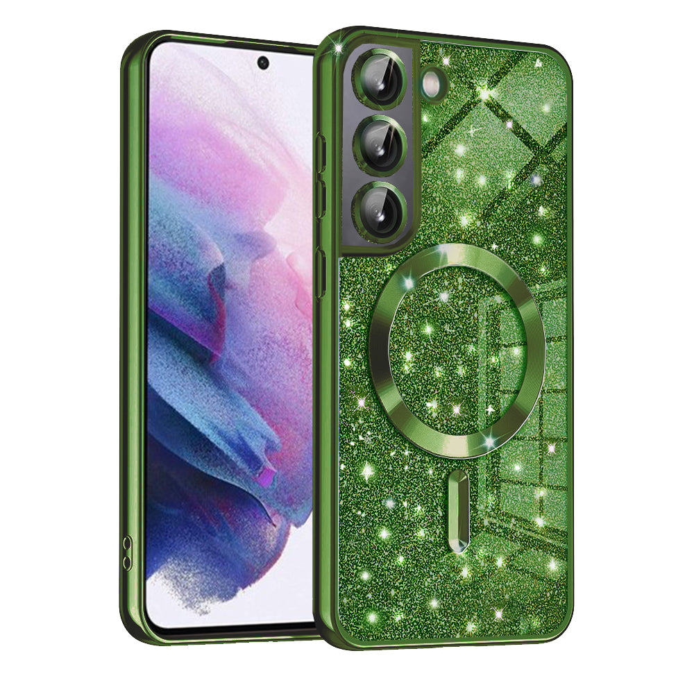 MagSafe-etui til Samsung Galaxy S21 FE 5G G990, Techsuit, Luxury Glitter, Mørkegrøn