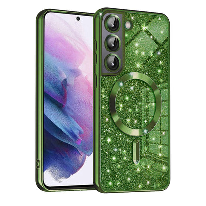 MagSafe-etui til Samsung Galaxy S21 FE 5G G990, Techsuit, Luxury Glitter, Mørkegrøn