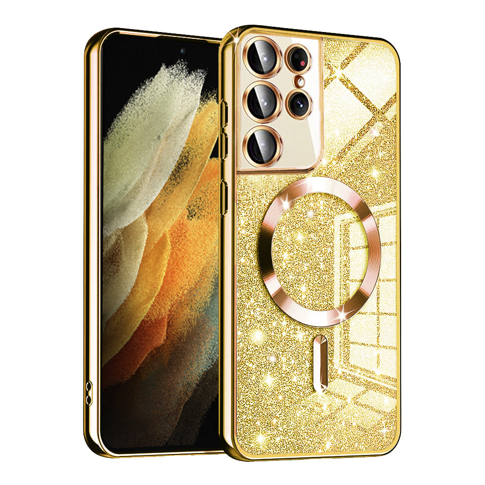 MagSafe-etui til Samsung Galaxy S21 Ultra 5G G998, Techsuit, Luxury Glitter, Guld