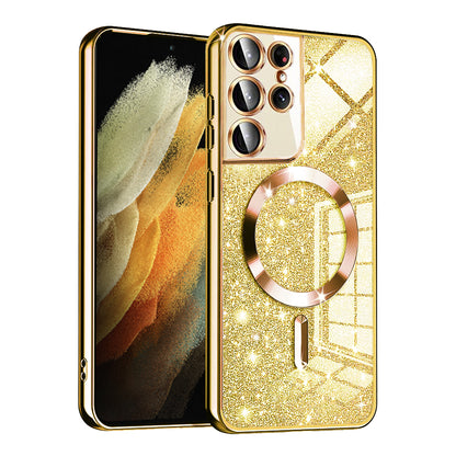 MagSafe-etui til Samsung Galaxy S21 Ultra 5G G998, Techsuit, Luxury Glitter, Guld