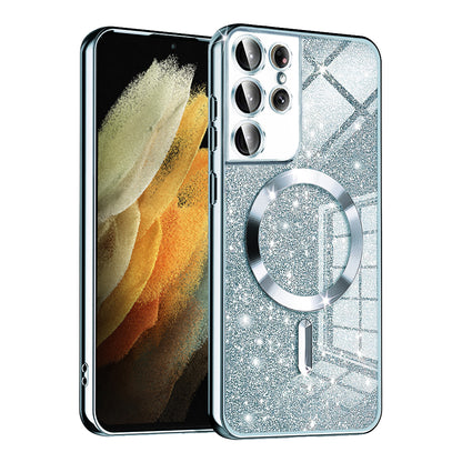 MagSafe-etui til Samsung Galaxy S21 Ultra 5G G998, Techsuit, Luxury Glitter, Blå