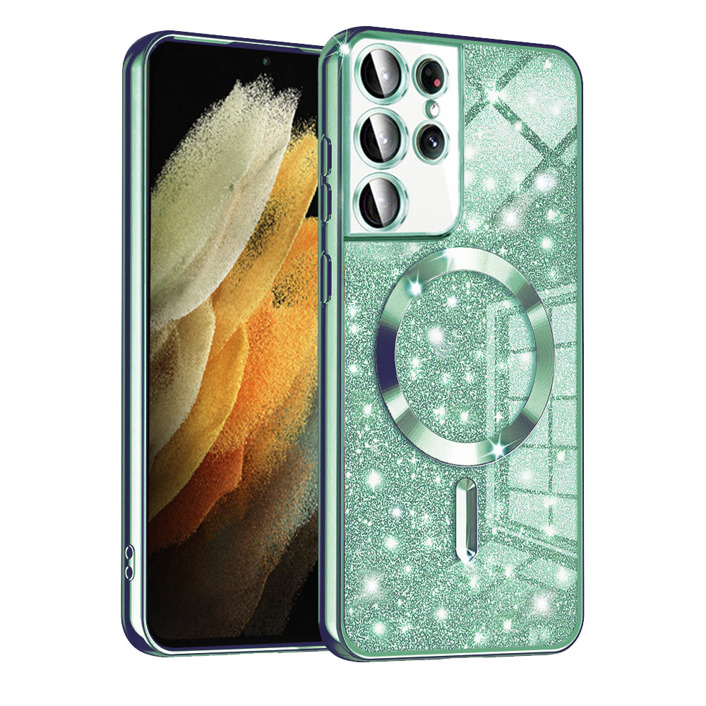MagSafe-etui til Samsung Galaxy S21 Ultra 5G G998, Techsuit, Luxury Glitter, Lysegrøn