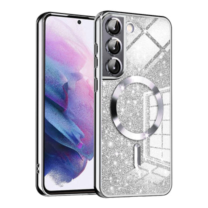 MagSafe-etui til Samsung Galaxy S22 5G S901, Techsuit, Luxury Glitter, Sølv