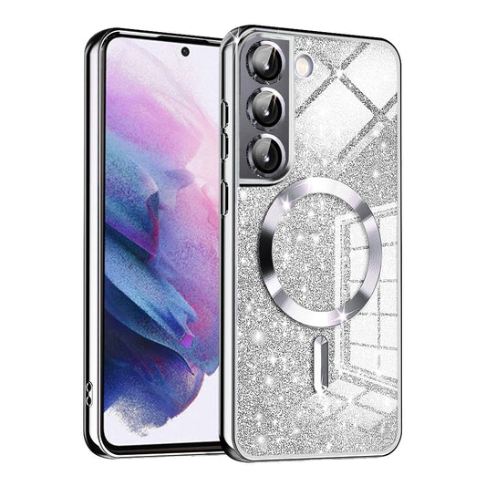 MagSafe-etui til Samsung Galaxy S22 5G S901, Techsuit, Luxury Glitter, Sølv