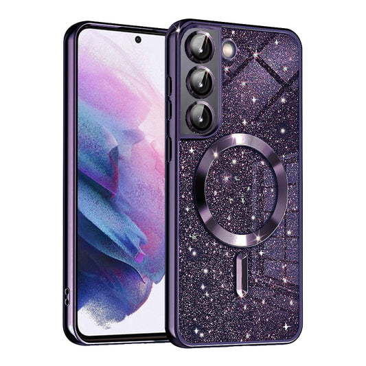 MagSafe-etui til Samsung Galaxy S22 5G S901, Techsuit, Luxury Glitter, Mørkelilla