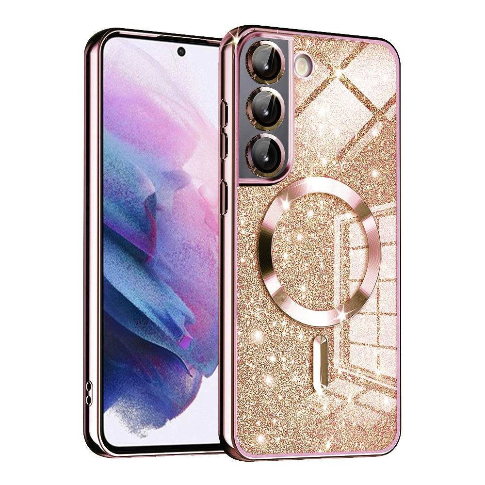 MagSafe-etui til Samsung Galaxy S22 5G S901, Techsuit, Luxury Glitter, Lyserød Guld