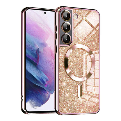 MagSafe-etui til Samsung Galaxy S22 5G S901, Techsuit, Luxury Glitter, Lyserød Guld