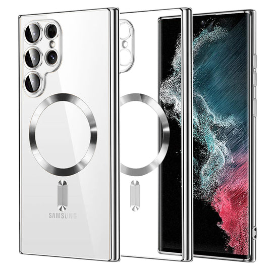 MagSafe-etui til Samsung Galaxy S22 Ultra 5G S908, Techsuit, Luxury Crystal, Sølv