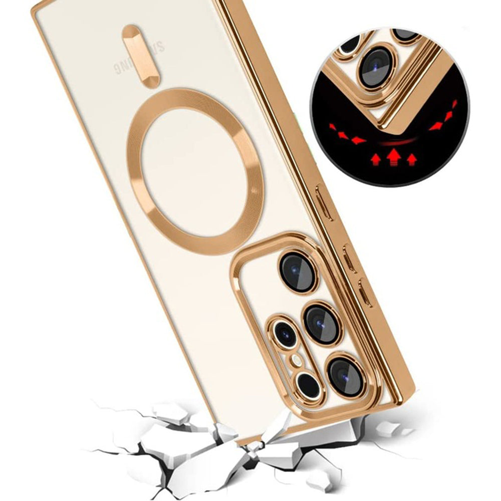MagSafe-etui til Samsung Galaxy S22 Ultra 5G S908, Techsuit, Luxury Crystal, Guld