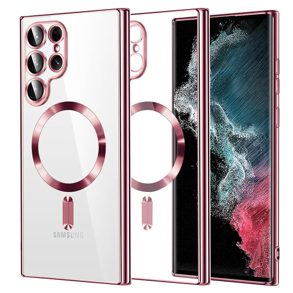 MagSafe-etui til Samsung Galaxy S22 Ultra 5G S908, Techsuit, Luxury Crystal, Pink