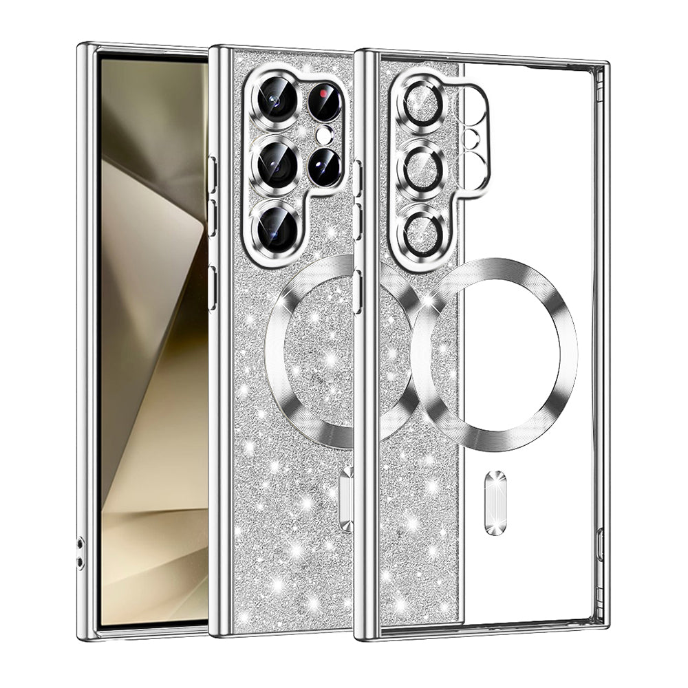 MagSafe Case for Samsung Galaxy S22 Ultra 5G S908, Techsuit, Luxury Glitter, Silver