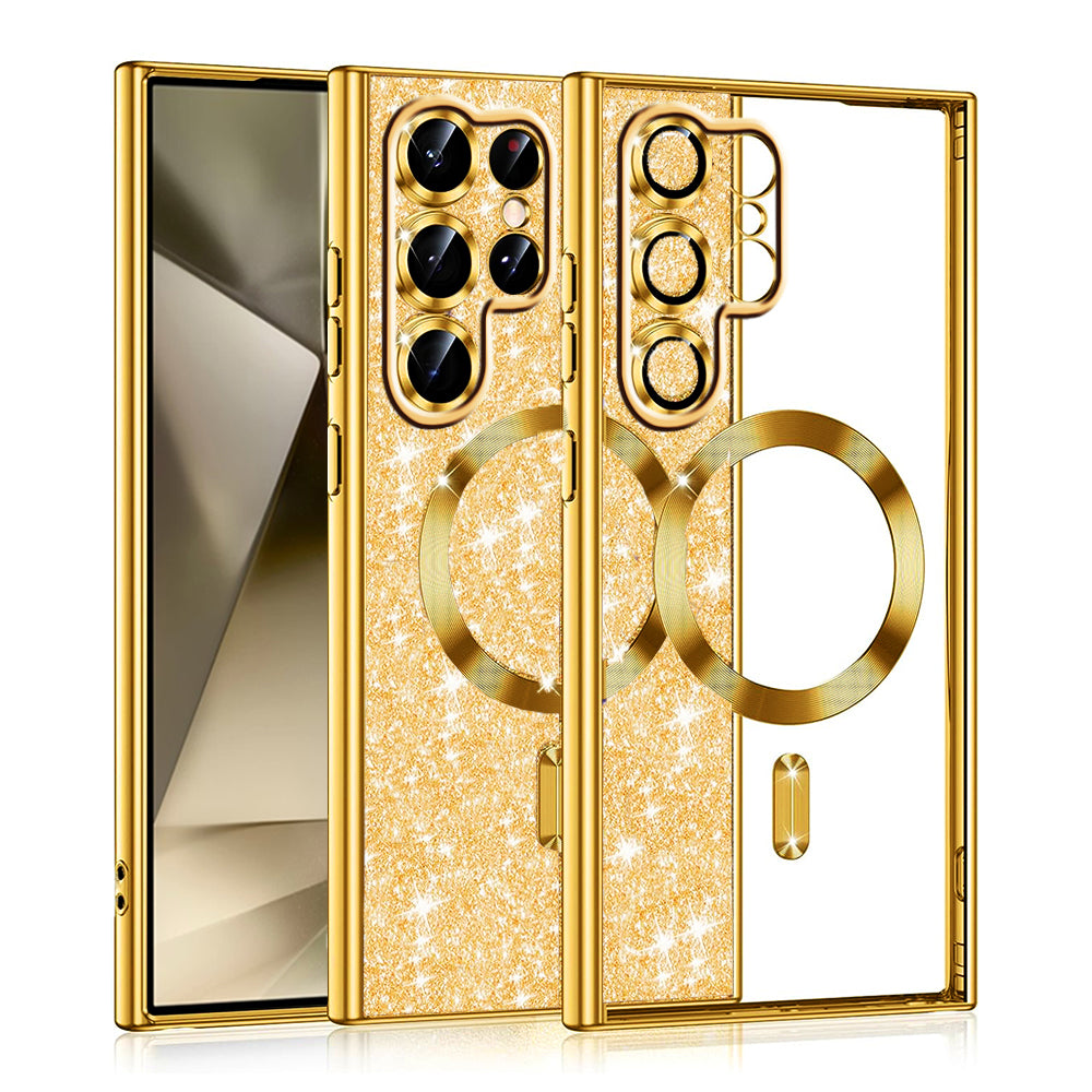 MagSafe-etui til Samsung Galaxy S22 Ultra 5G S908, Techsuit, Luxury Glitter, Guld