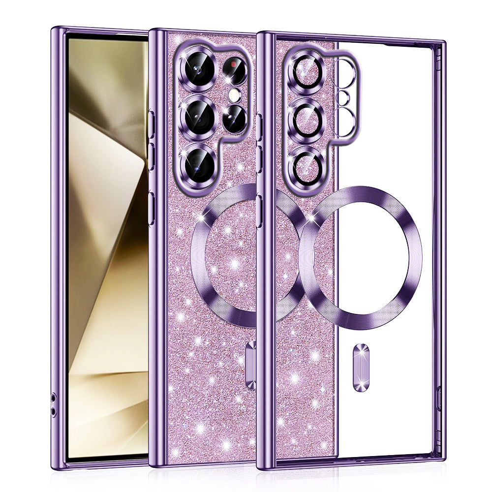 MagSafe-etui til Samsung Galaxy S22 Ultra 5G S908, Techsuit, Luxury Glitter, Lys lilla