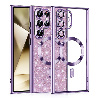 MagSafe-etui til Samsung Galaxy S22 Ultra 5G S908, Techsuit, Luxury Glitter, Lys lilla
