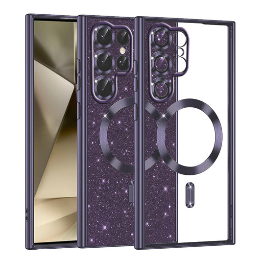 MagSafe-etui til Samsung Galaxy S22 Ultra 5G S908, Techsuit, Luxury Glitter, Mørkelilla