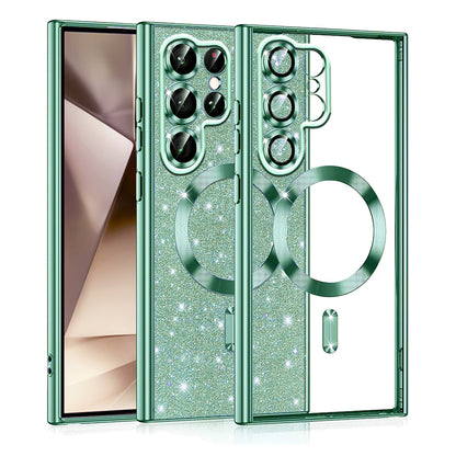 MagSafe-etui til Samsung Galaxy S22 Ultra 5G S908, Techsuit, Luxury Glitter, Lysegrøn