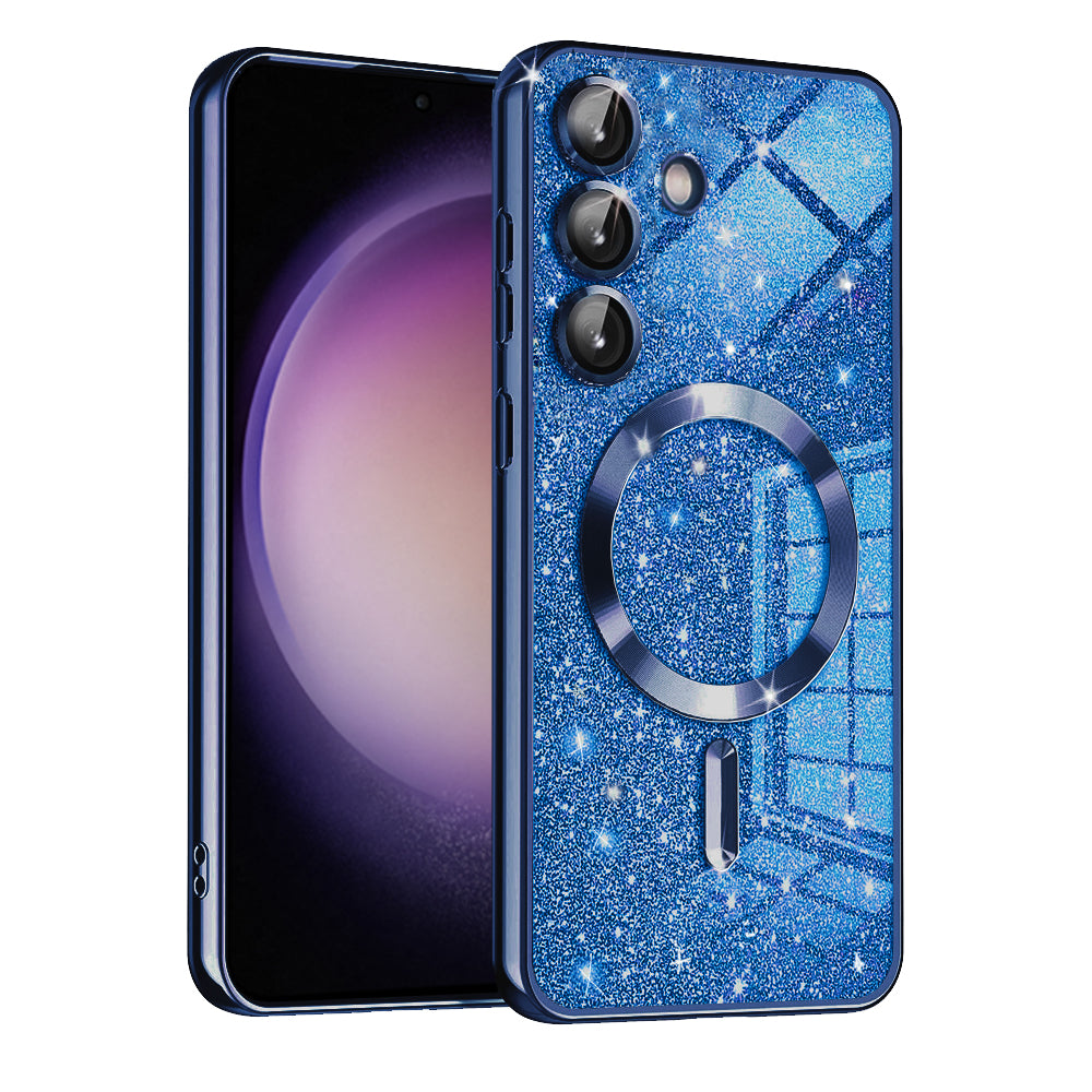 MagSafe-etui til Samsung Galaxy S23 FE S711, Techsuit, Luxury Glitter, Mørkeblå