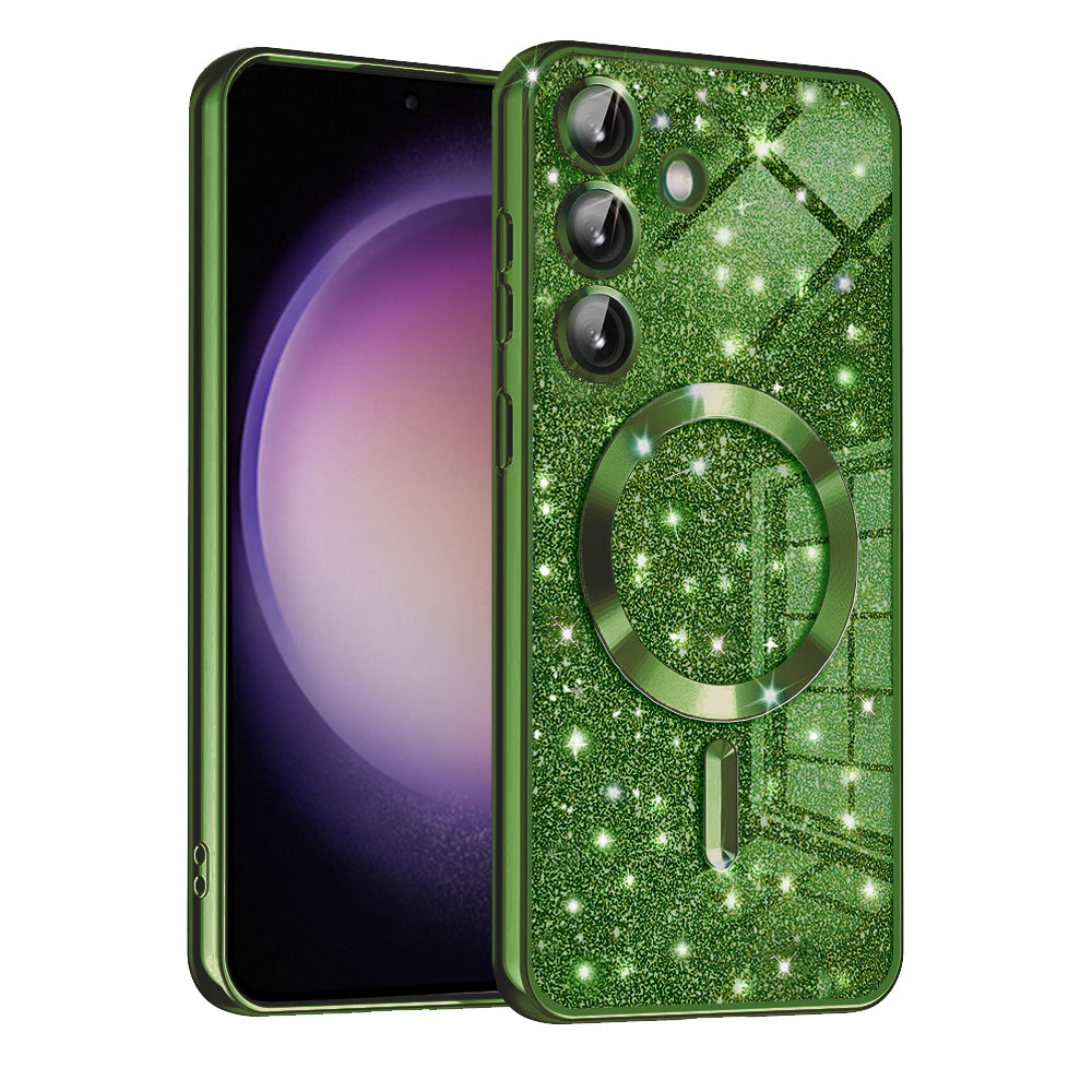 MagSafe-etui til Samsung Galaxy S23 FE S711, Techsuit, Luxury Glitter, Mørkegrøn