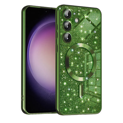 MagSafe-etui til Samsung Galaxy S23 FE S711, Techsuit, Luxury Glitter, Mørkegrøn