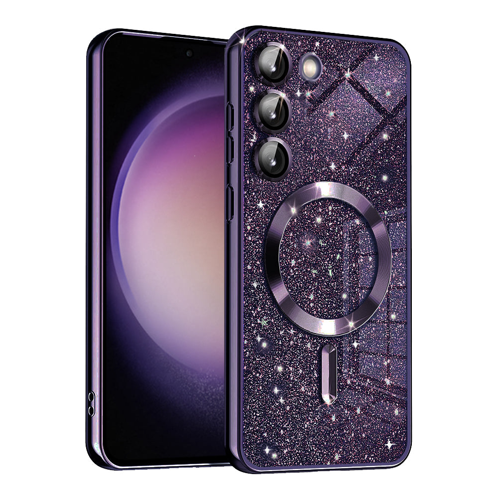 MagSafe-etui til Samsung Galaxy S23+ S916, Techsuit, Luxury Glitter, Mørkelilla