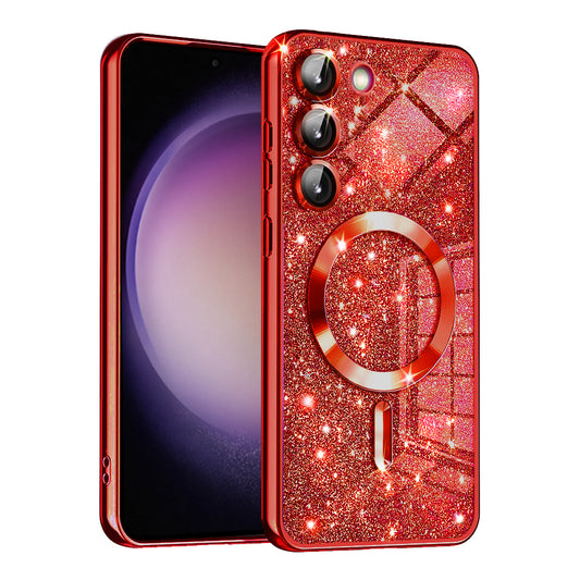 MagSafe-etui til Samsung Galaxy S23+ S916, Techsuit, Luxury Glitter, Rød