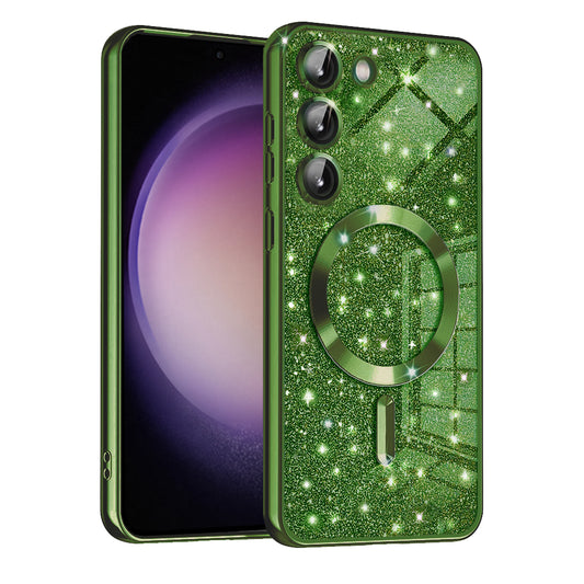 MagSafe-etui til Samsung Galaxy S23+ S916, Techsuit, Luxury Glitter, Mørkegrøn