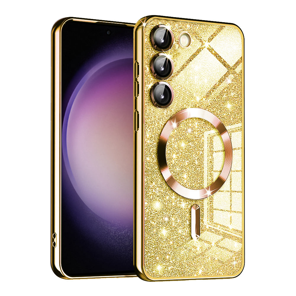 MagSafe-etui til Samsung Galaxy S23 S911, Techsuit, Luxury Glitter, Guld