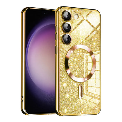 MagSafe-etui til Samsung Galaxy S23 S911, Techsuit, Luxury Glitter, Guld