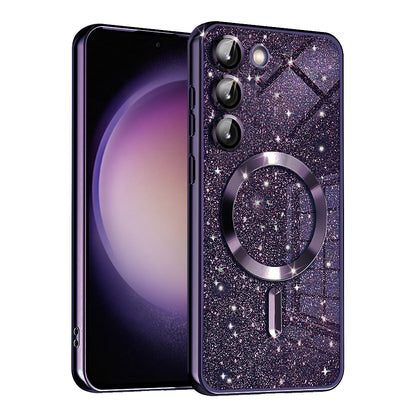 MagSafe-etui til Samsung Galaxy S23 S911, Techsuit, Luxury Glitter, Mørkelilla