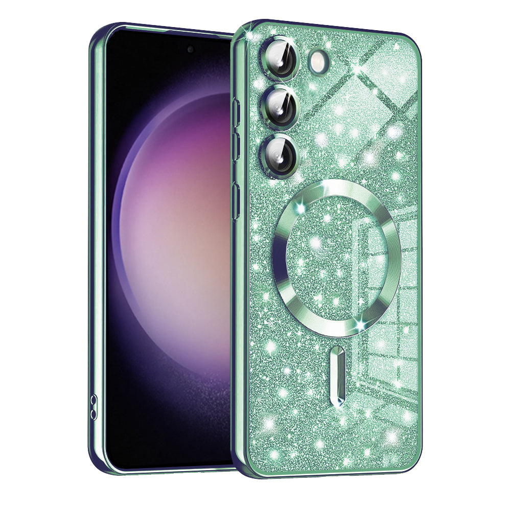 MagSafe-etui til Samsung Galaxy S23 S911, Techsuit, Luxury Glitter, Lysegrøn