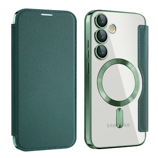 MagSafe Case for Samsung Galaxy S23 S911, Techsuit, SmartMag Book, Green