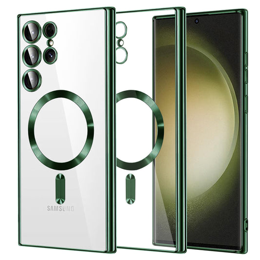 MagSafe-etui til Samsung Galaxy S23 Ultra S918, Techsuit, Luxury Crystal, Mørkegrøn