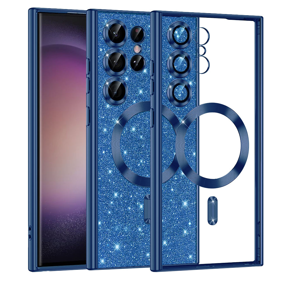 MagSafe Case for Samsung Galaxy S23 Ultra S918, Techsuit, Luxury Glitter, Dark Blue
