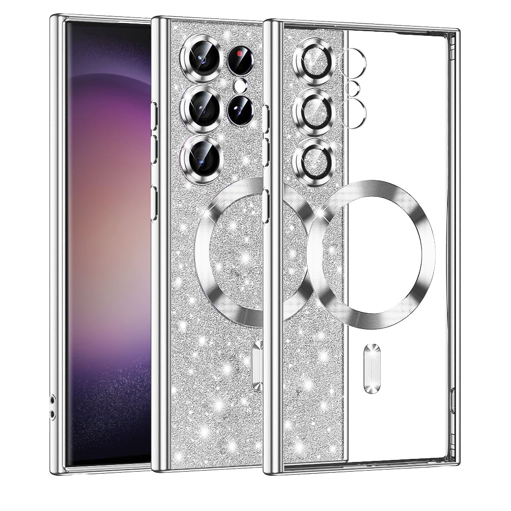 MagSafe-etui til Samsung Galaxy S23 Ultra S918, Techsuit, Luxury Glitter, Sølv