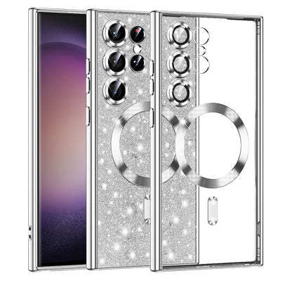 MagSafe-etui til Samsung Galaxy S23 Ultra S918, Techsuit, Luxury Glitter, Sølv