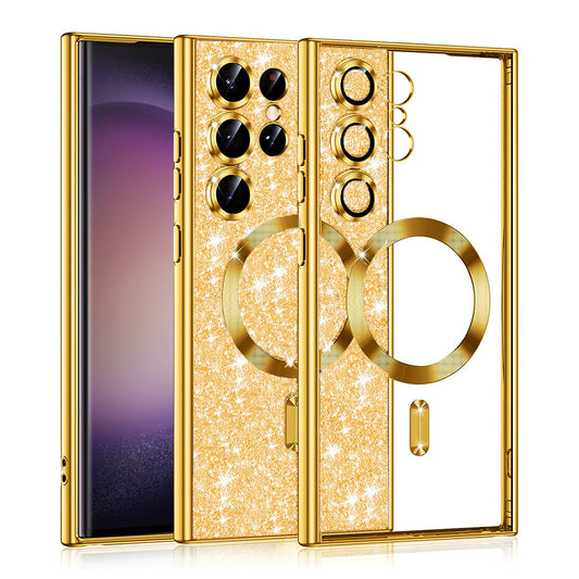 MagSafe-etui til Samsung Galaxy S23 Ultra S918, Techsuit, Luxury Glitter, Guld