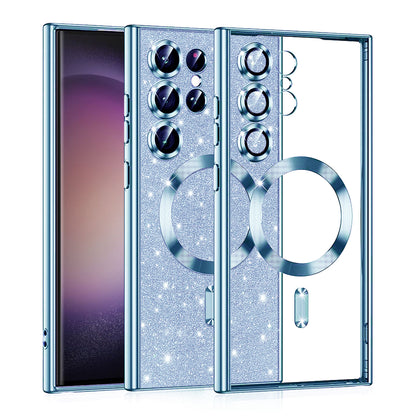 MagSafe-etui til Samsung Galaxy S23 Ultra S918, Techsuit, Luxury Glitter, Blå