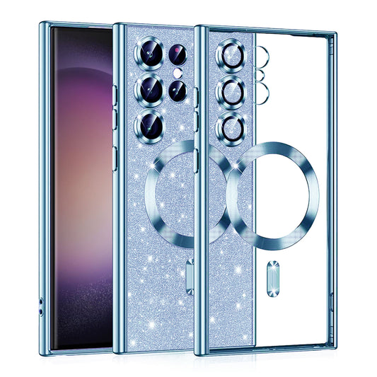 MagSafe-etui til Samsung Galaxy S23 Ultra S918, Techsuit, Luxury Glitter, Blå