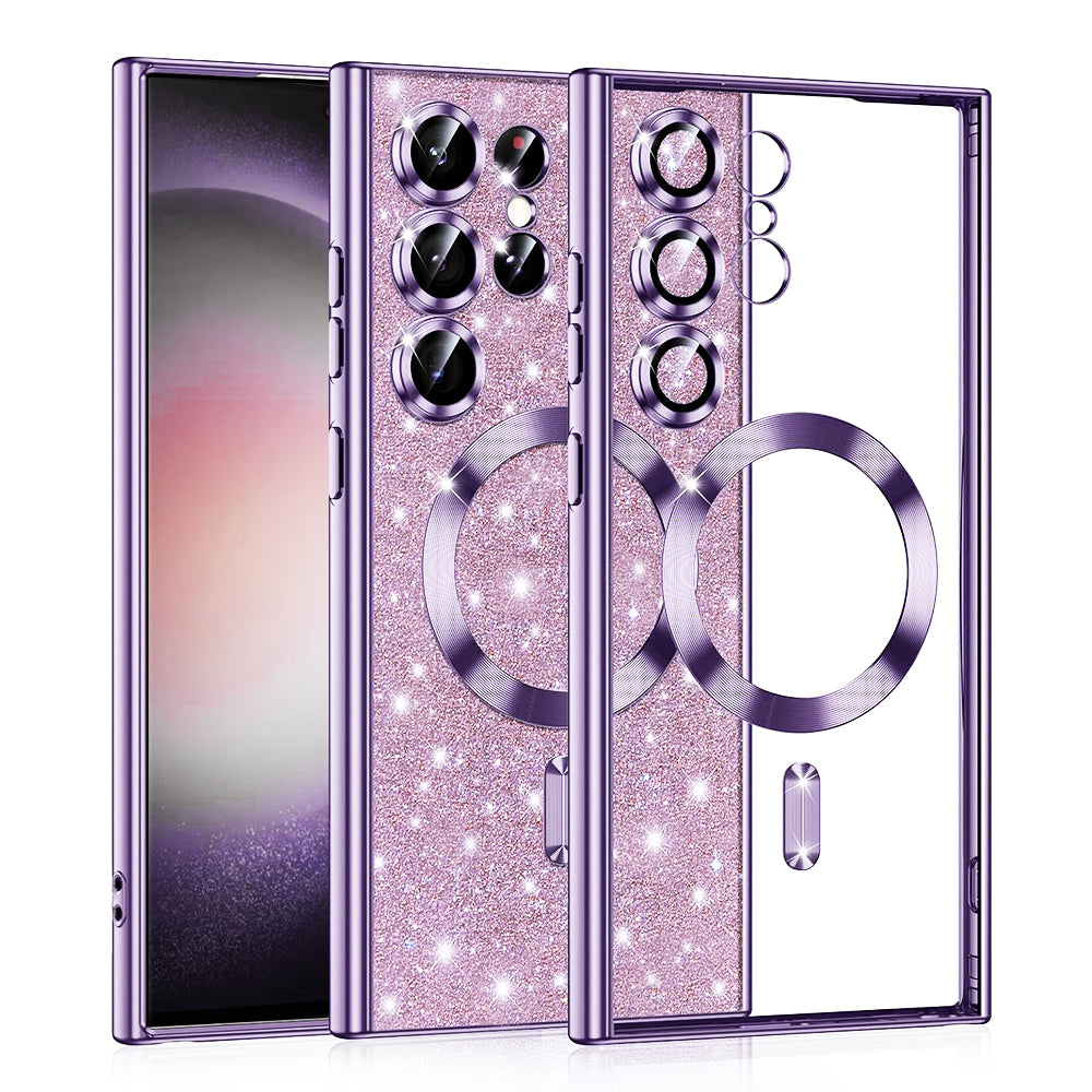 MagSafe-etui til Samsung Galaxy S23 Ultra S918, Techsuit, Luxury Glitter, Lys lilla