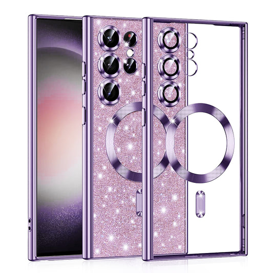 MagSafe-etui til Samsung Galaxy S23 Ultra S918, Techsuit, Luxury Glitter, Lys lilla