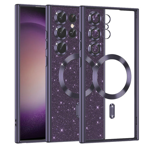 MagSafe-etui til Samsung Galaxy S23 Ultra S918, Techsuit, Luxury Glitter, Mørk Lilla