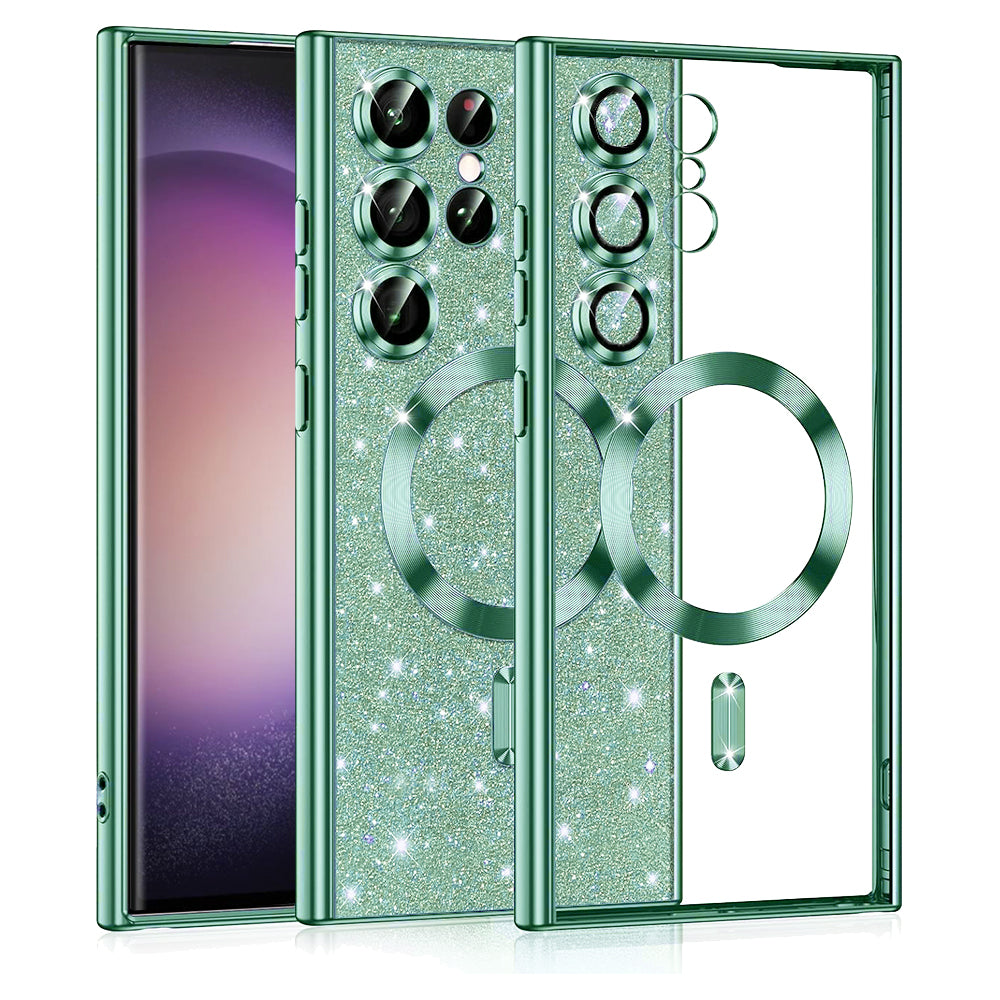 MagSafe-etui til Samsung Galaxy S23 Ultra S918, Techsuit, Luxury Glitter, Lysegrøn
