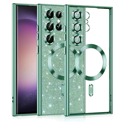 MagSafe-etui til Samsung Galaxy S23 Ultra S918, Techsuit, Luxury Glitter, Lysegrøn