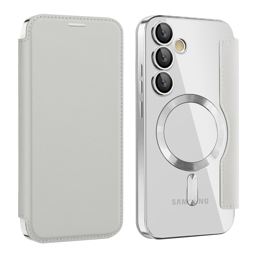 MagSafe-etui til Samsung Galaxy S24 FE S721, Techsuit, SmartMag Book, Grå