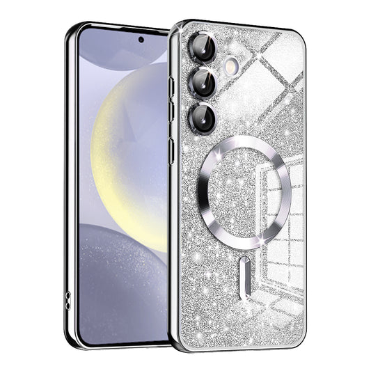 MagSafe-etui til Samsung Galaxy S24+ S926, Techsuit, Luxury Glitter, Sølv