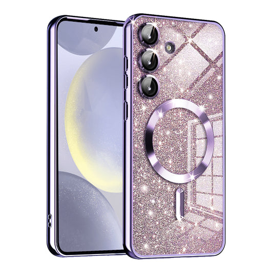 MagSafe-etui til Samsung Galaxy S24+ S926, Techsuit, Luxury Glitter, Lys lilla