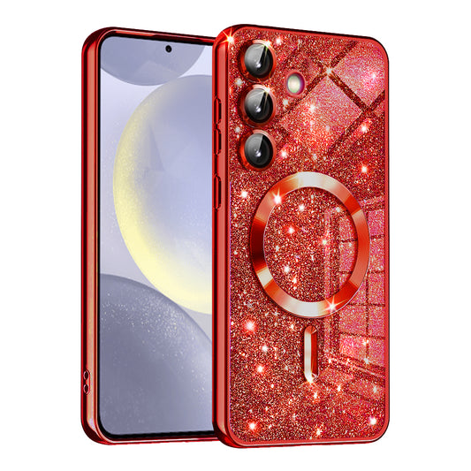 MagSafe-etui til Samsung Galaxy S24+ S926, Techsuit, Luxury Glitter, Rød