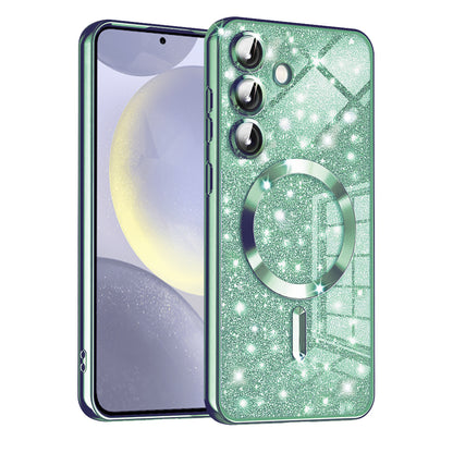 MagSafe-etui til Samsung Galaxy S24+ S926, Techsuit, Luxury Glitter, Lysegrøn