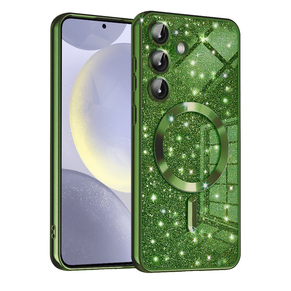 MagSafe-etui til Samsung Galaxy S24+ S926, Techsuit, Luxury Glitter, Mørkegrøn