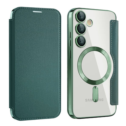 MagSafe Case for Samsung Galaxy S24+ S926, Techsuit, SmartMag Book, Green